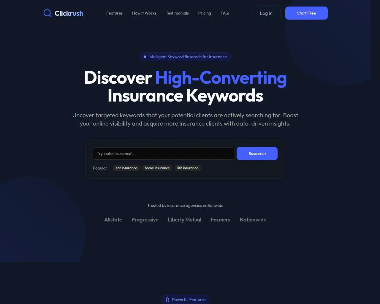 ClickRush - AI based insurance keyword research tool