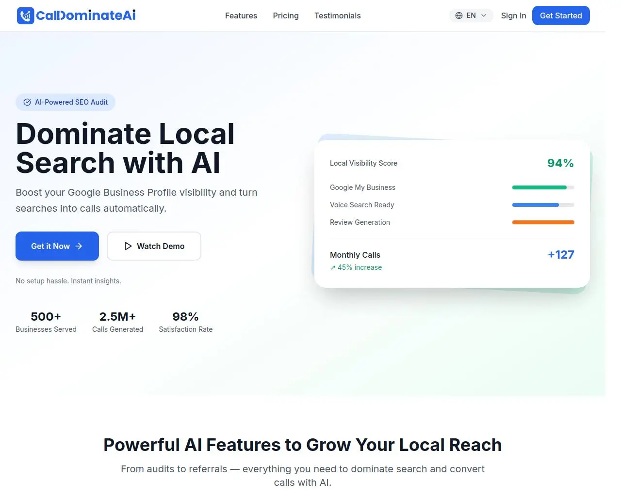 CallDominateAi - AI-powered local SEO analysis for Businesses