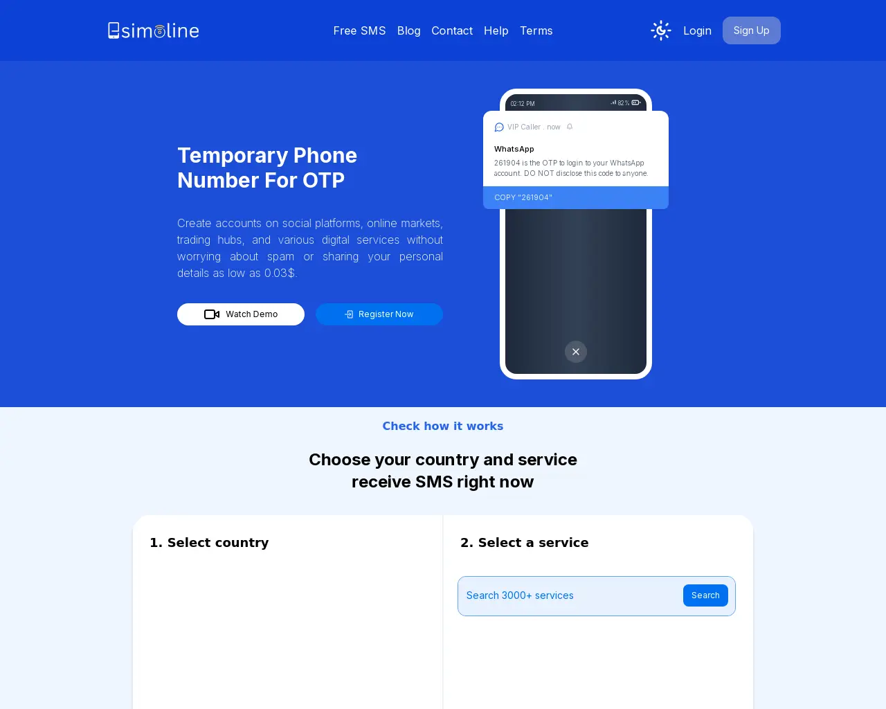 ESIMOnline - Temporary number for online website registration