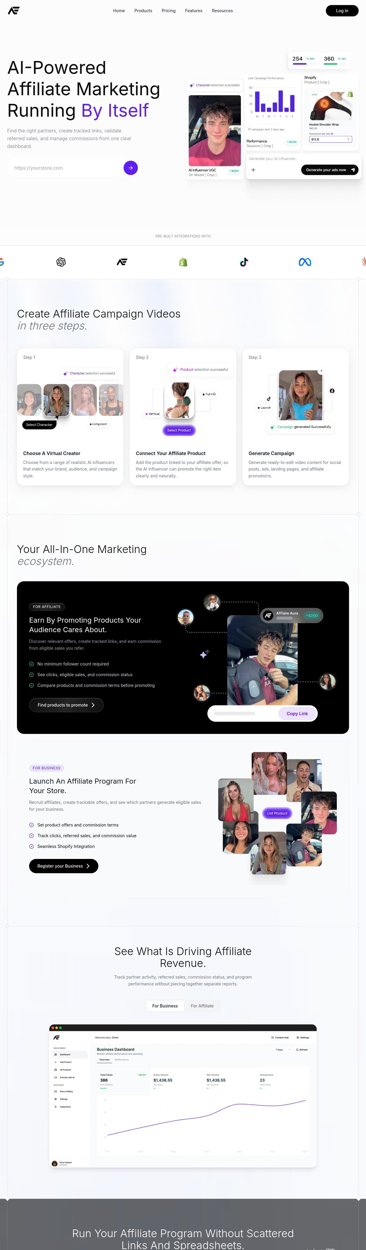 Affiliate Aura dashboard bringing brands and affiliates together