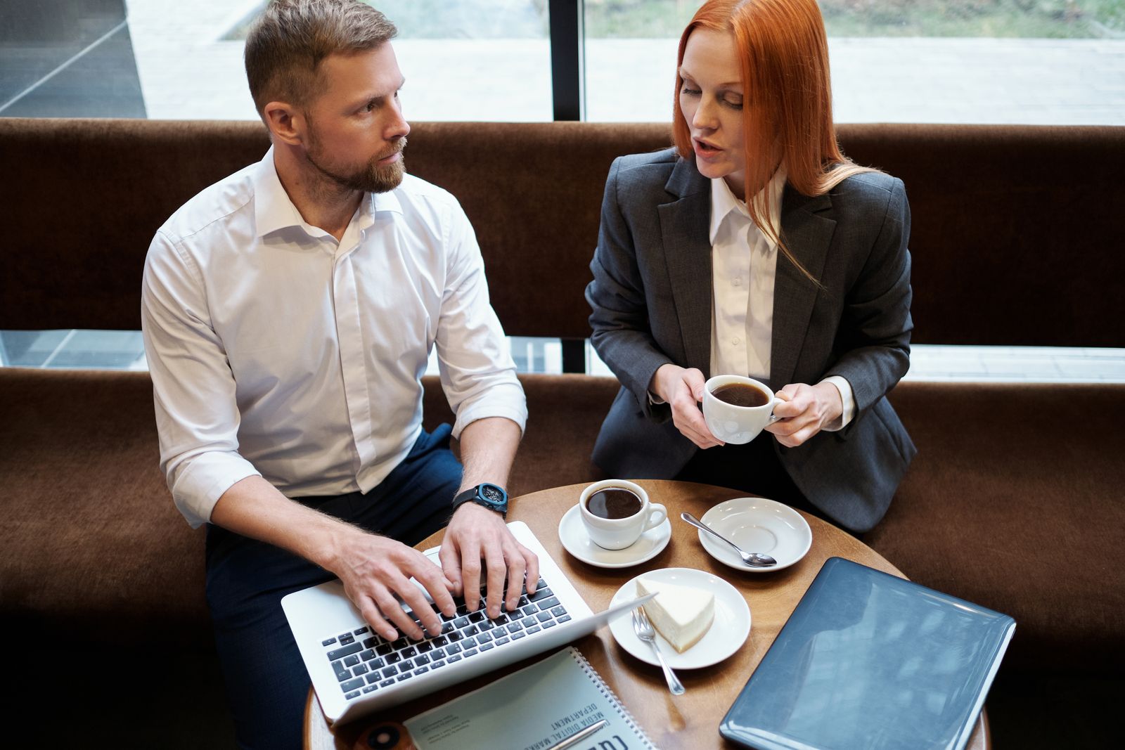 An initial conversation about a project over coffee