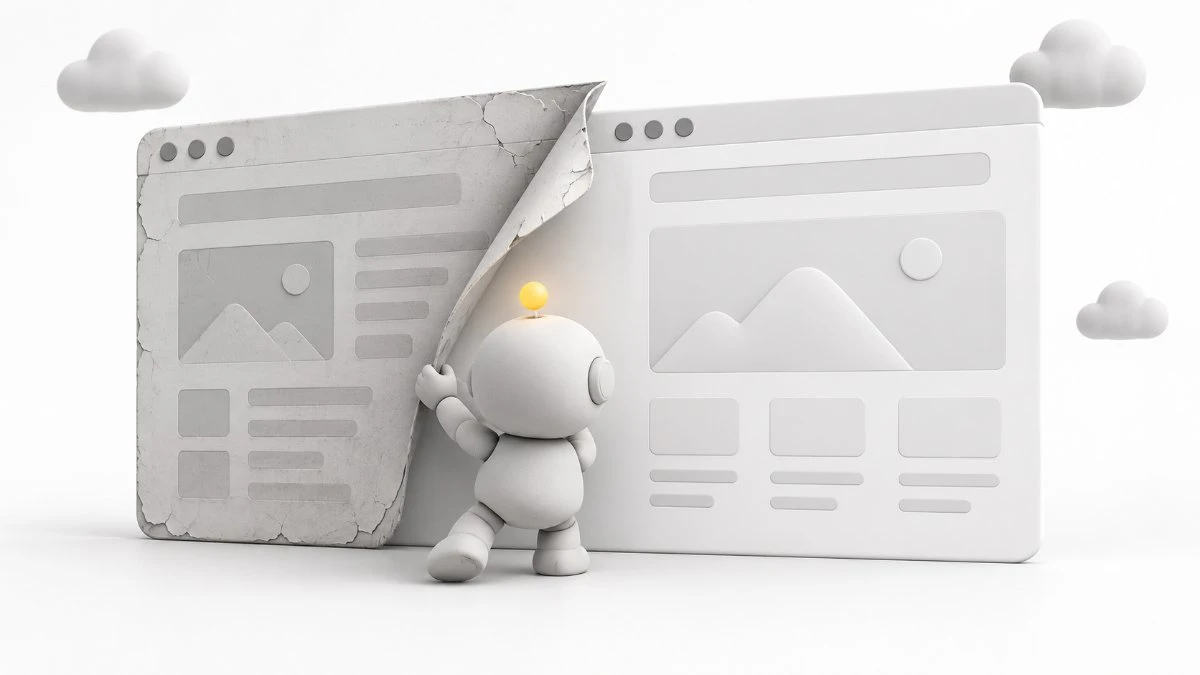 A website interface being reshaped into a sharper version