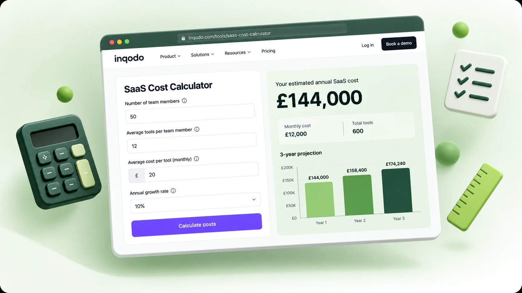SaaS cost calculator preview